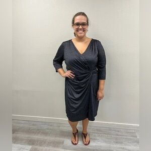 David Meister Premium Charcoal Shimmer Dress - Size 20